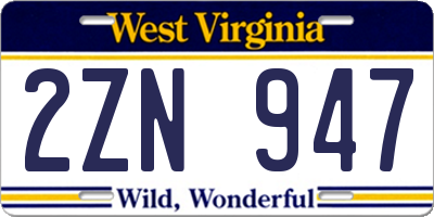 WV license plate 2ZN947