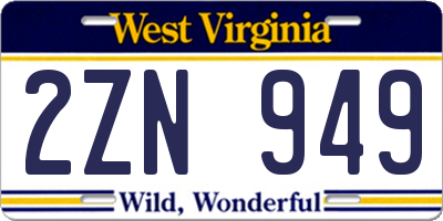 WV license plate 2ZN949