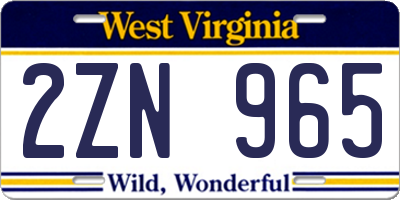 WV license plate 2ZN965