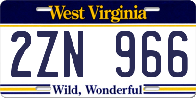 WV license plate 2ZN966