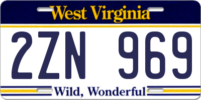 WV license plate 2ZN969