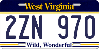 WV license plate 2ZN970