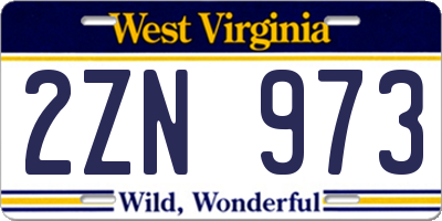 WV license plate 2ZN973