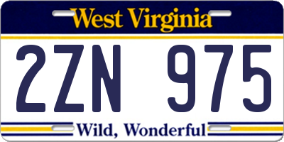 WV license plate 2ZN975