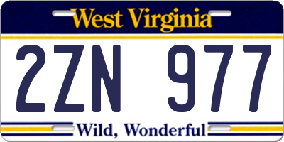 WV license plate 2ZN977