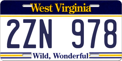 WV license plate 2ZN978