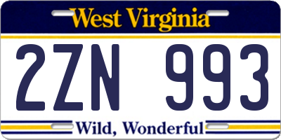 WV license plate 2ZN993