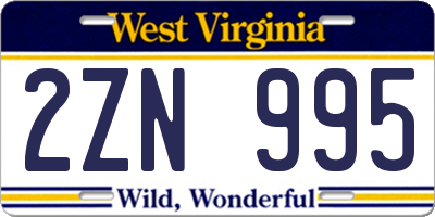 WV license plate 2ZN995