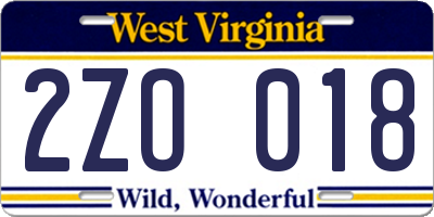 WV license plate 2ZO018