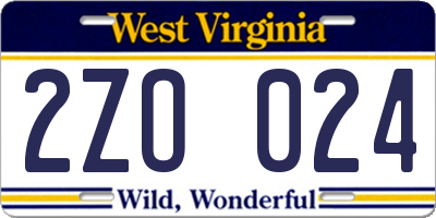 WV license plate 2ZO024