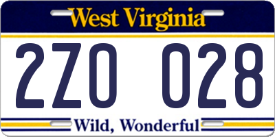 WV license plate 2ZO028