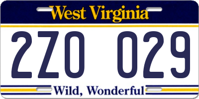 WV license plate 2ZO029