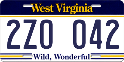 WV license plate 2ZO042