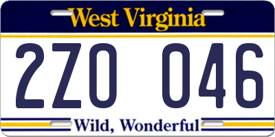 WV license plate 2ZO046