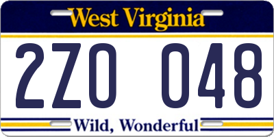 WV license plate 2ZO048