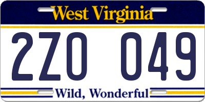 WV license plate 2ZO049