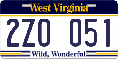 WV license plate 2ZO051