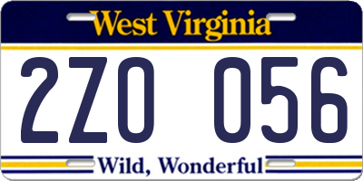 WV license plate 2ZO056