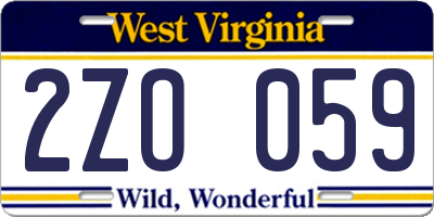 WV license plate 2ZO059