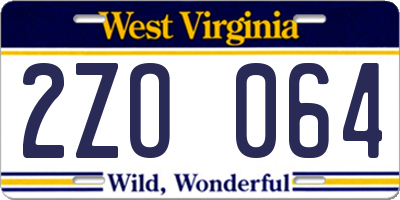 WV license plate 2ZO064