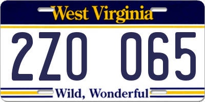 WV license plate 2ZO065