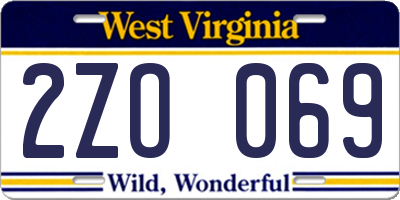 WV license plate 2ZO069
