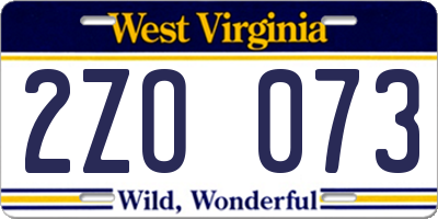 WV license plate 2ZO073