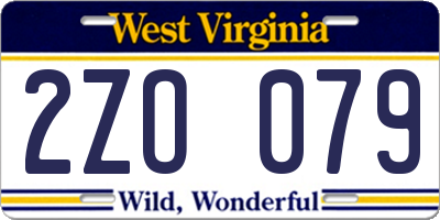 WV license plate 2ZO079