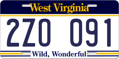 WV license plate 2ZO091
