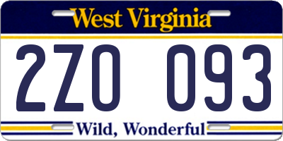 WV license plate 2ZO093