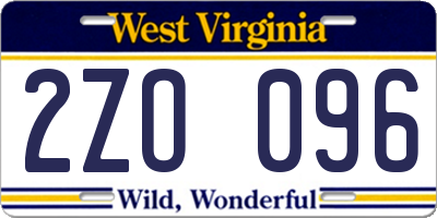 WV license plate 2ZO096