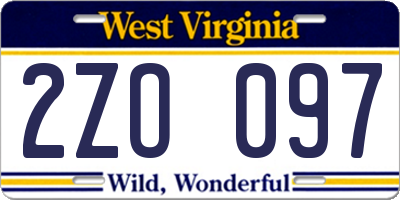 WV license plate 2ZO097