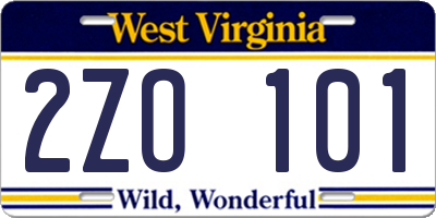 WV license plate 2ZO101