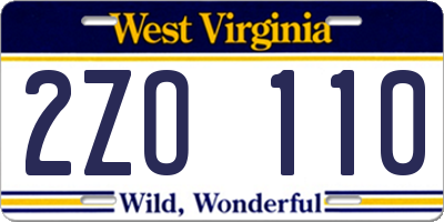WV license plate 2ZO110