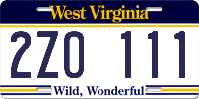 WV license plate 2ZO111