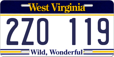 WV license plate 2ZO119