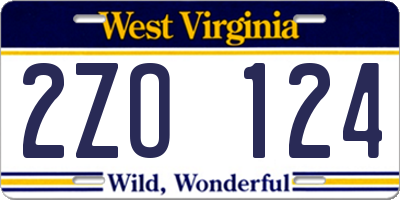 WV license plate 2ZO124
