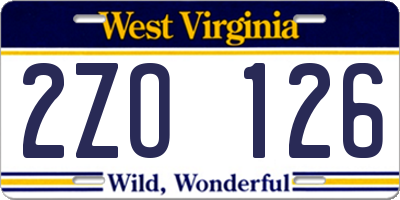 WV license plate 2ZO126