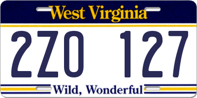 WV license plate 2ZO127