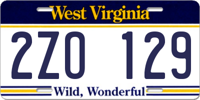 WV license plate 2ZO129