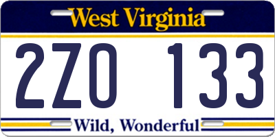 WV license plate 2ZO133