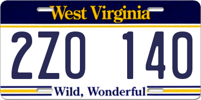 WV license plate 2ZO140