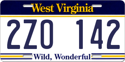 WV license plate 2ZO142