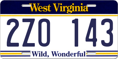 WV license plate 2ZO143
