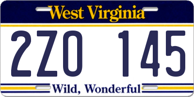 WV license plate 2ZO145