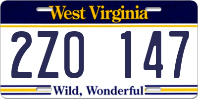 WV license plate 2ZO147