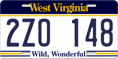 WV license plate 2ZO148