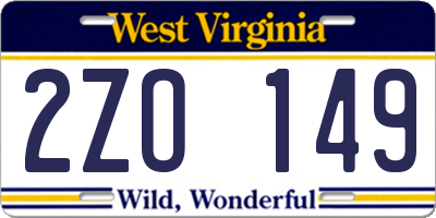 WV license plate 2ZO149