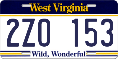 WV license plate 2ZO153