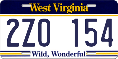 WV license plate 2ZO154